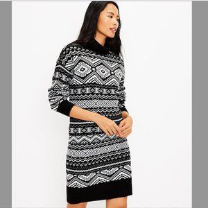 NWT LOFT Fair Isle Turtleneck Sweater Dress